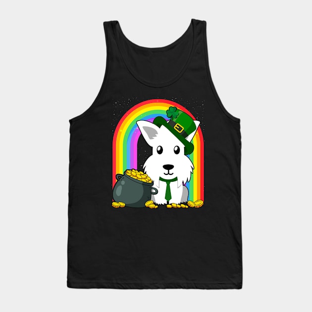 White Terrier Rainbow Irish Clover St Patrick Day Dog Gift product Tank Top by theodoros20